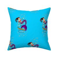 Sailor Beware Burnette Mermaid on Blue SMALLER