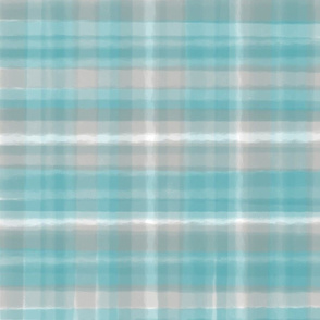 Aqua Gray Plaid