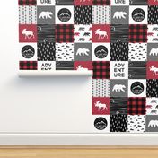 Happy Camper Buffalo Plaid || woodland patchwork wholecloth