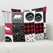 Happy Camper Buffalo Plaid || woodland patchwork wholecloth