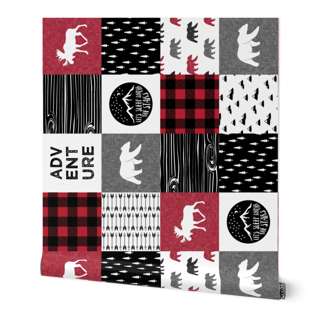 Happy Camper Buffalo Plaid (90) || woodland patchwork wholecloth