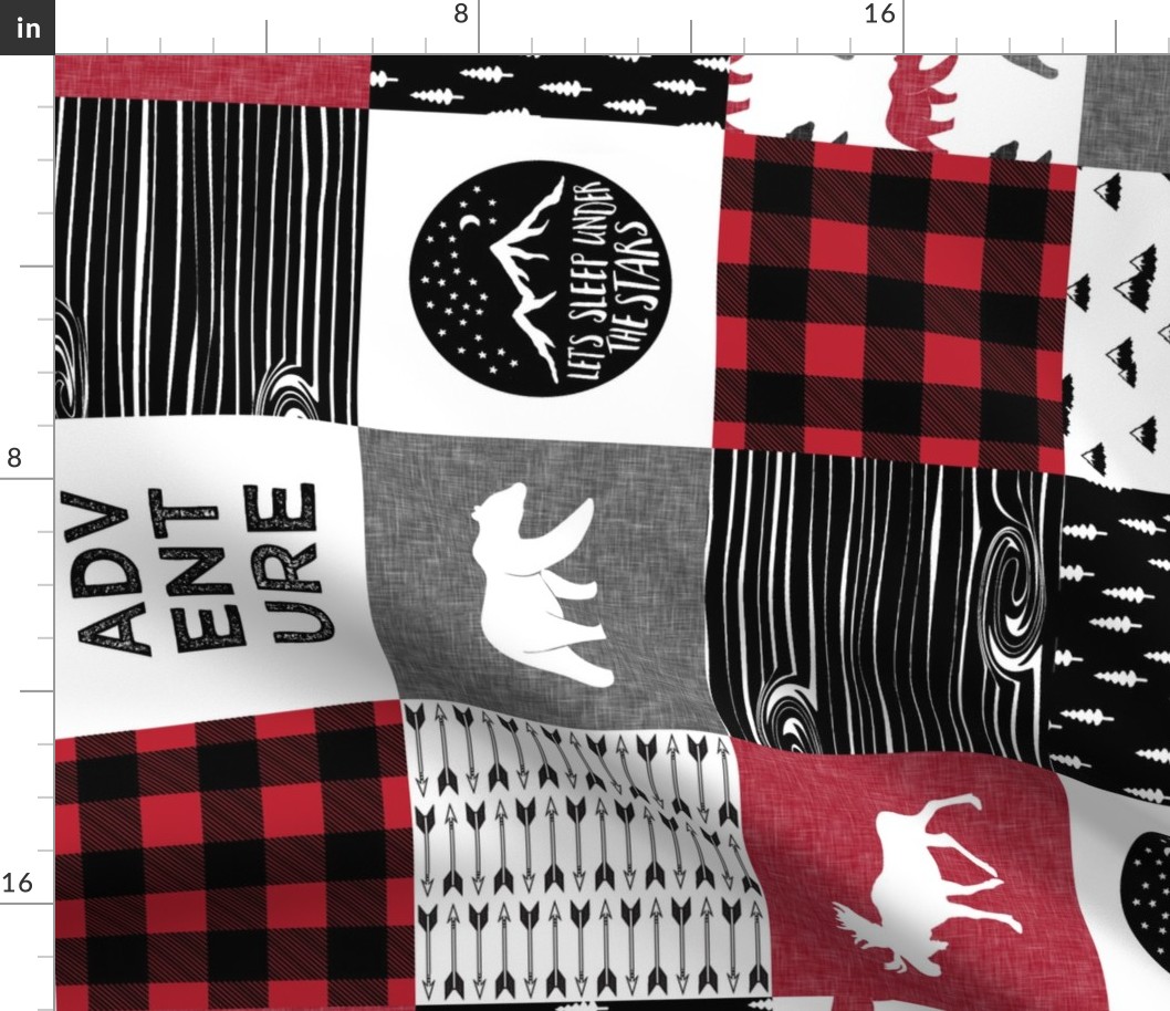 Happy Camper Buffalo Plaid (90) || woodland patchwork wholecloth