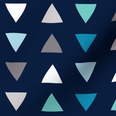 Sea Glass Hand Drawn Triangles Navy