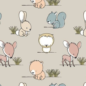 woodland babies || grass on beige