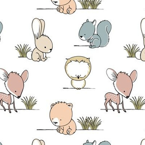 woodland babies || grass on white