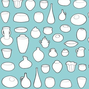 Clay Pots with Teal Background