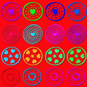 Bright Red Heart Circles