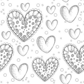 Happy Hearts in Black and White