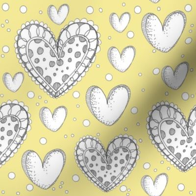 Happy Hearts on a Yellow Background