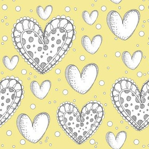 Happy Hearts on a Yellow Background