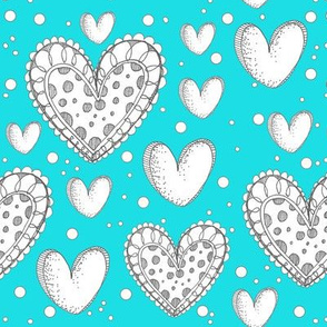 Happy Hearts on a Blue Background