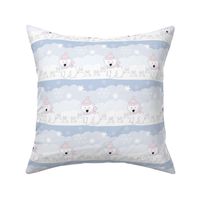 Baby Polar Bears and Bunnies in the Winter Snow Pastel Stripe