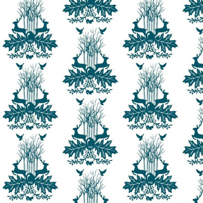 Woodland Crest Teal and white