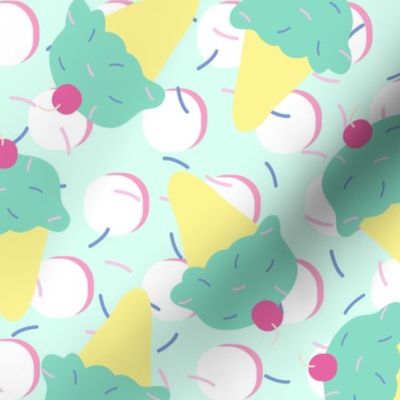Sprinkle Ice Cream Cone Repeat in Pink + Atomic Mint