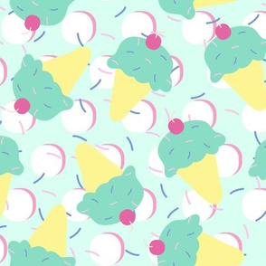 Sprinkle Ice Cream Cone Repeat in Pink + Atomic Mint