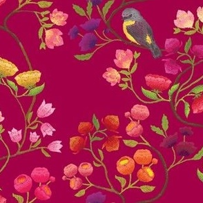 Embroidered Chinoiserie Ruby