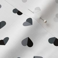 Abstract scandinavian style pastel gray hearts love print for Valentine black and white