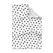 Abstract scandinavian style pastel gray hearts love print for Valentine black and white