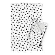 Abstract scandinavian style pastel gray hearts love print for Valentine black and white