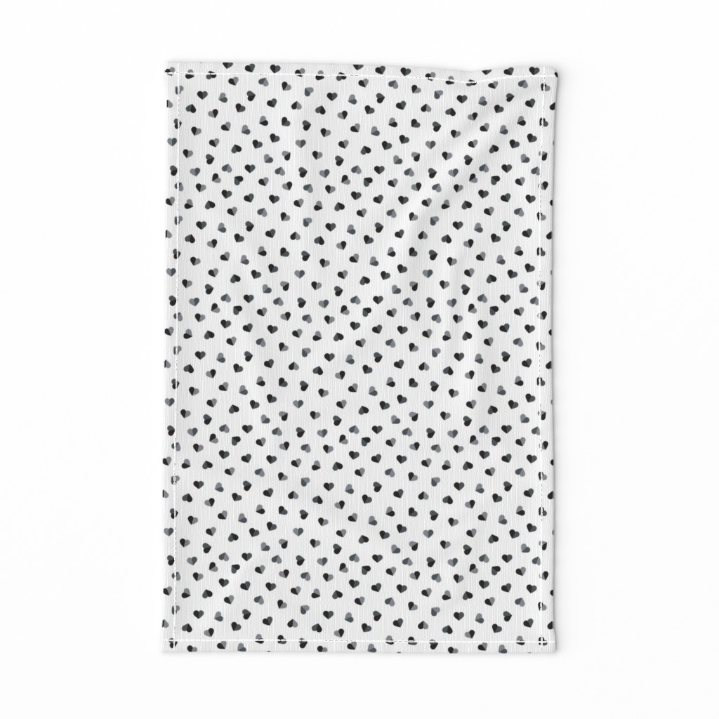 Abstract scandinavian style pastel gray hearts love print for Valentine black and white small