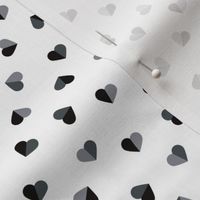 Abstract scandinavian style pastel gray hearts love print for Valentine black and white small