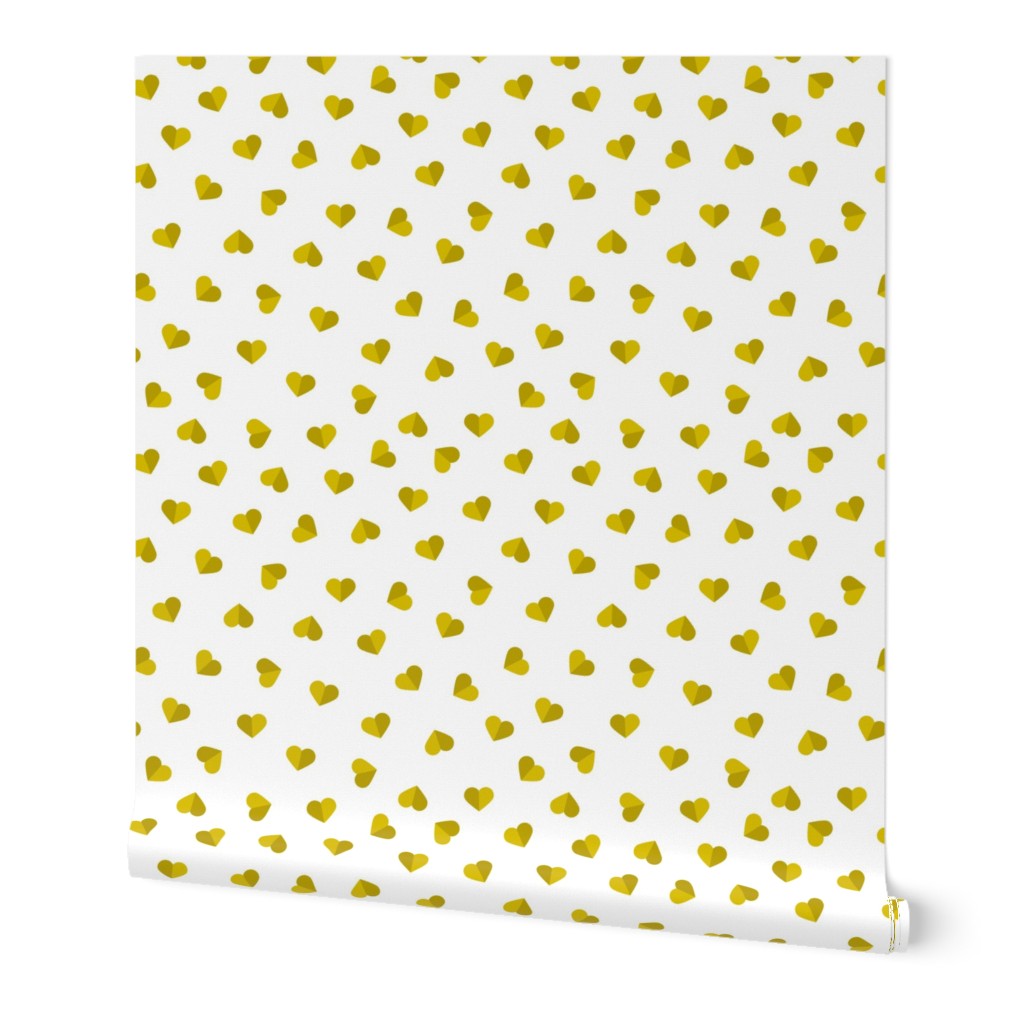 Abstract scandinavian style pastel mustard yellow ochre hearts love print for Valentine small