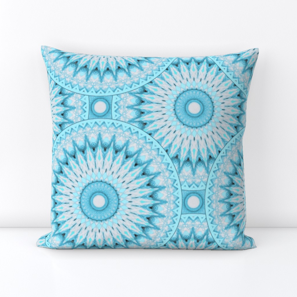 Soft Turquoise and Grey Mandala Pattern Large Version