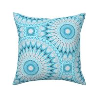 Soft Turquoise and Grey Mandala Pattern Large Version