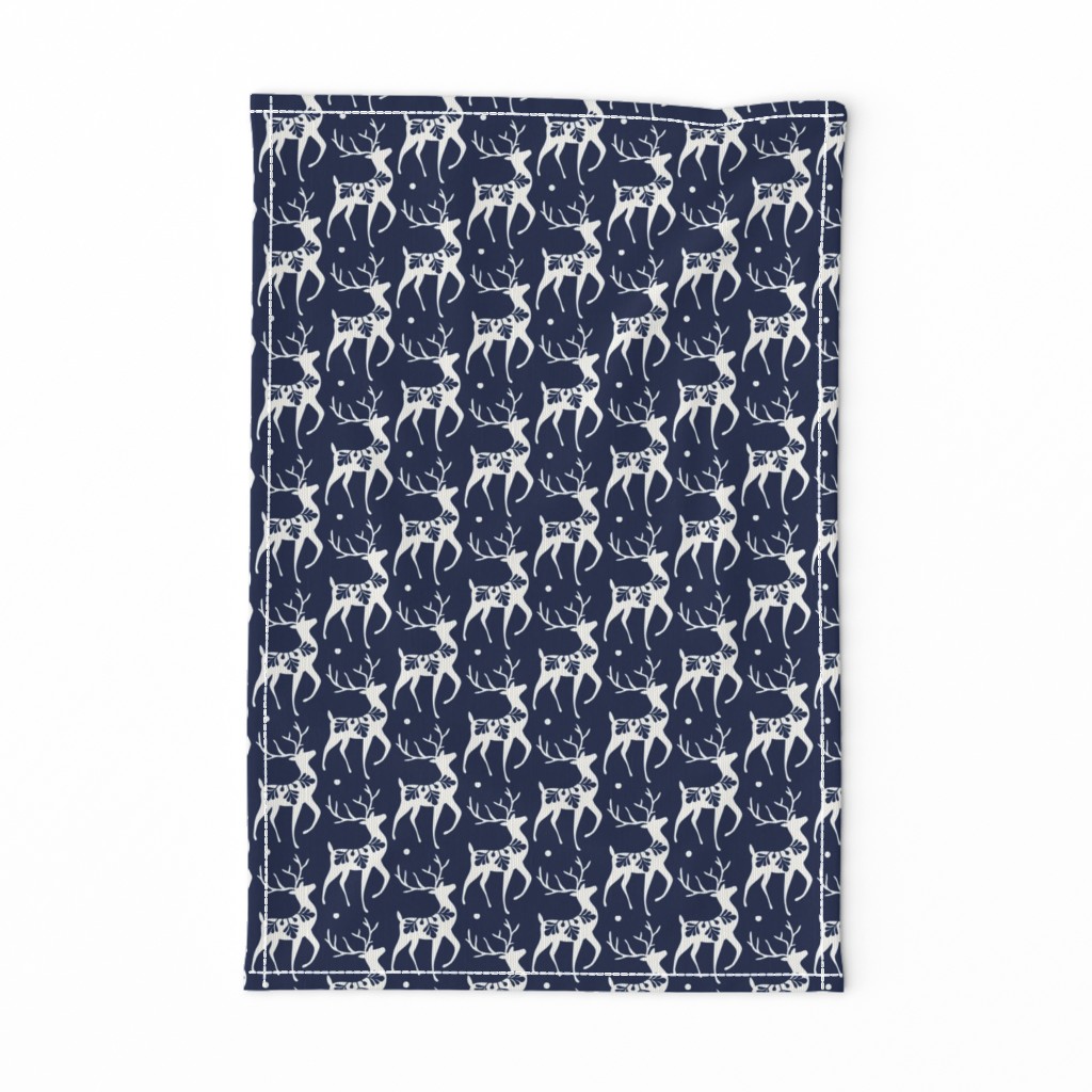 Dashing Through The Snow - Christmas Deer Navy Blue