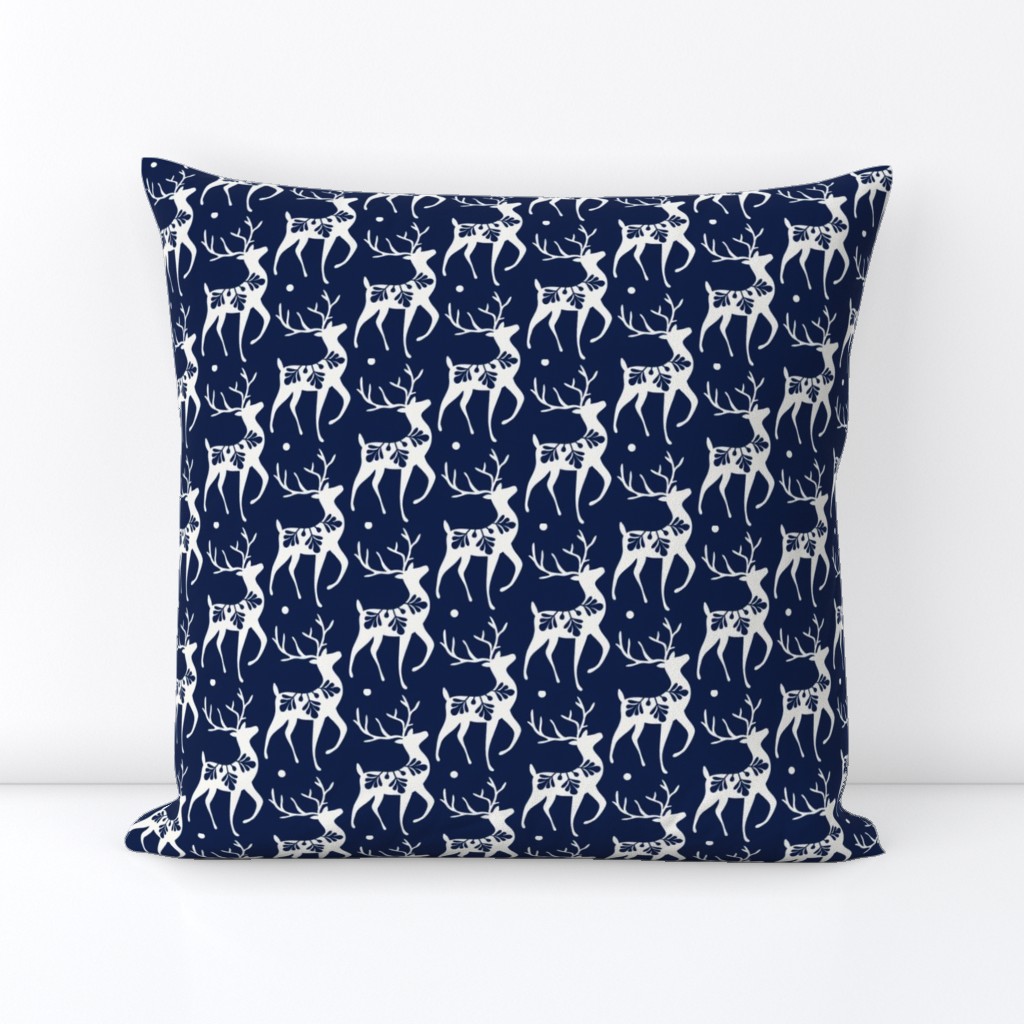 Dashing Through The Snow - Christmas Deer Navy Blue