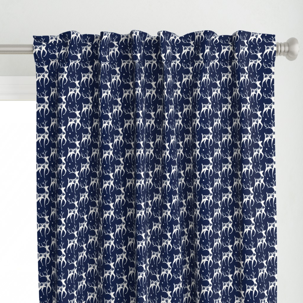 Dashing Through The Snow - Christmas Deer Navy Blue