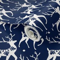 Dashing Through The Snow - Christmas Deer Navy Blue