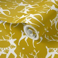 Dashing Through The Snow - Christmas Deer Yellow Gold