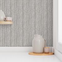 Ditsy Tribal Stripe Pebble Grey and White