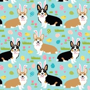 MEDIUM Corgi Easter fabric mint 