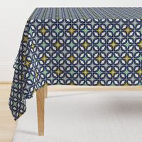 Nordic Star - Mid Century Modern Geometric - Navy Gold Grey Aqua Regular Scale