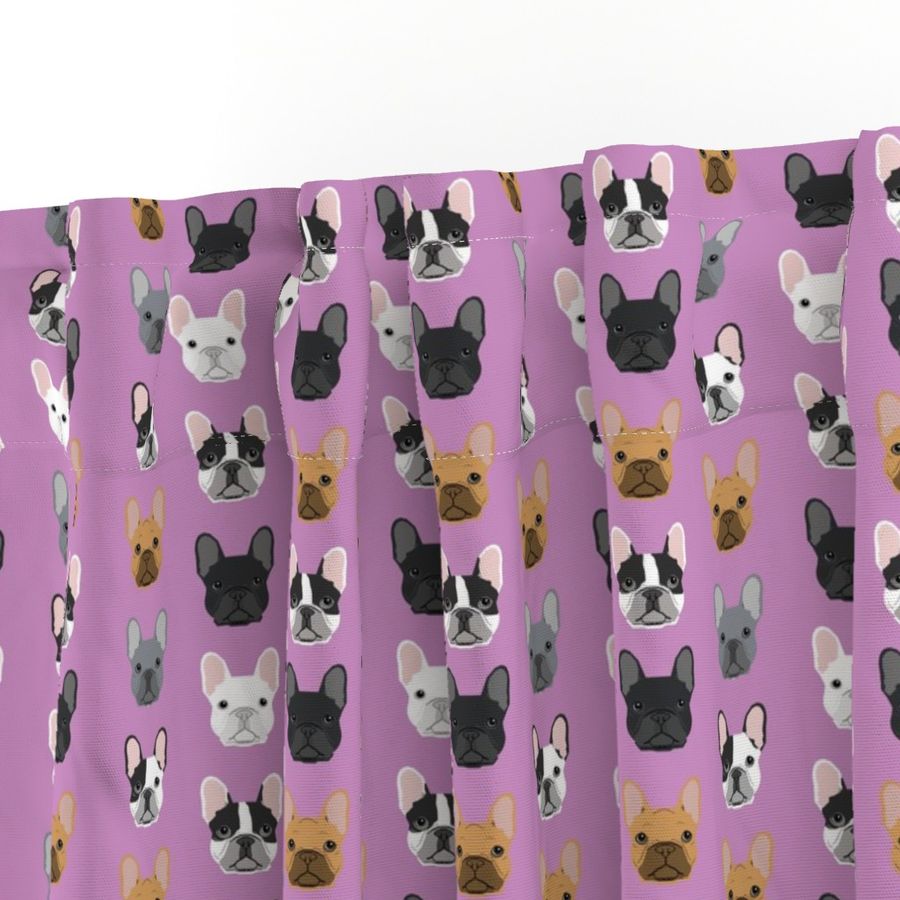 french bulldog faces purple design frenchie dog fabric