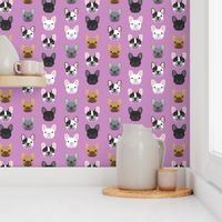 french bulldog faces purple design frenchie dog fabric