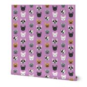 french bulldog faces purple design frenchie dog fabric