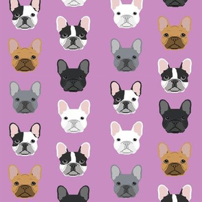 french bulldog faces purple design frenchie dog fabric