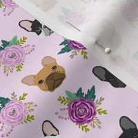 french bulldog fabric purple lavender pastel purple frenchie dogs and florals fabric