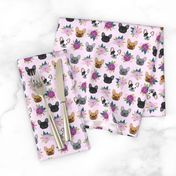 french bulldog fabric purple lavender pastel purple frenchie dogs and florals fabric