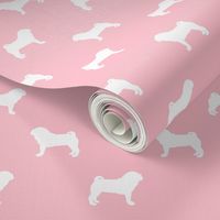 pug silhouette - dog silhouette fabric blossom pink