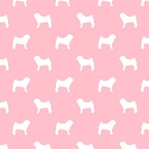 pug silhouette - dog silhouette fabric blossom pink