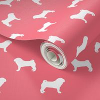 pug silhouette - dog silhouette fabric brink pink