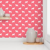 pug silhouette - dog silhouette fabric brink pink