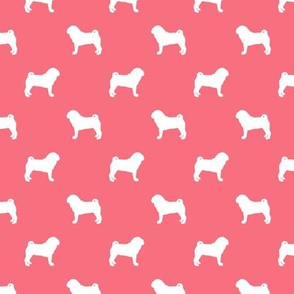 pug silhouette - dog silhouette fabric brink pink