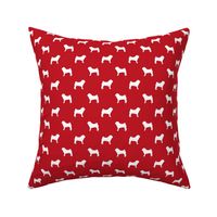 pug silhouette - dog silhouette fabric fire red