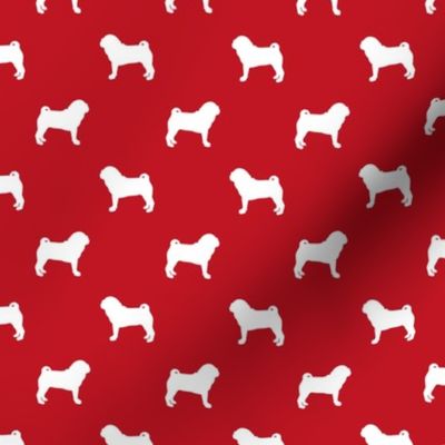 pug silhouette - dog silhouette fabric fire red