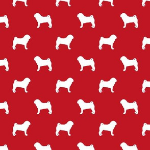 pug silhouette - dog silhouette fabric fire red